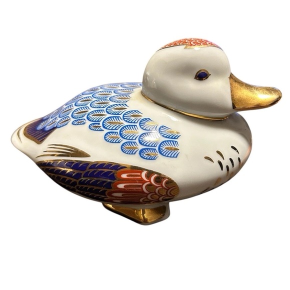 Other - Vintage Japanese Porcelain Duck Figurine Imari Style Blue Red Gold